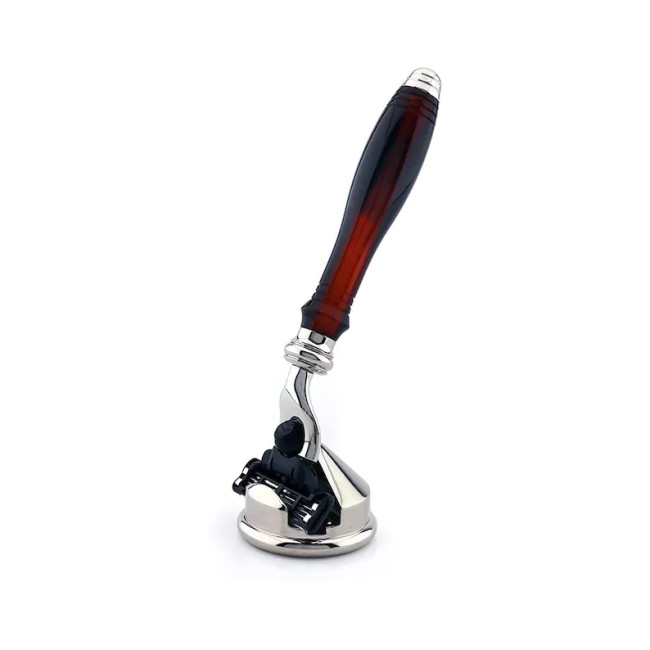 Men's Luxury Faux Tortoise Razor with Silver Stand