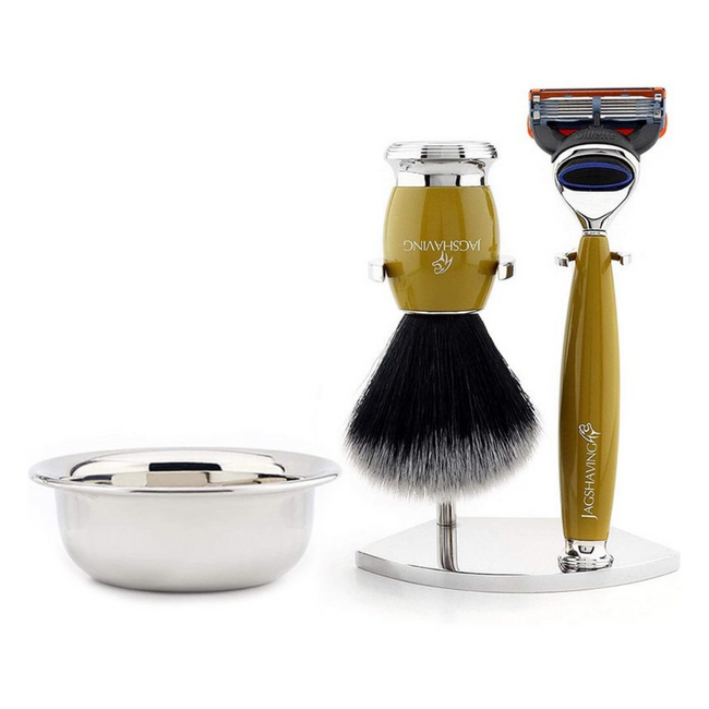 Neutral Color Resin Modern Men's Grooming Shaving Kit, Color Options