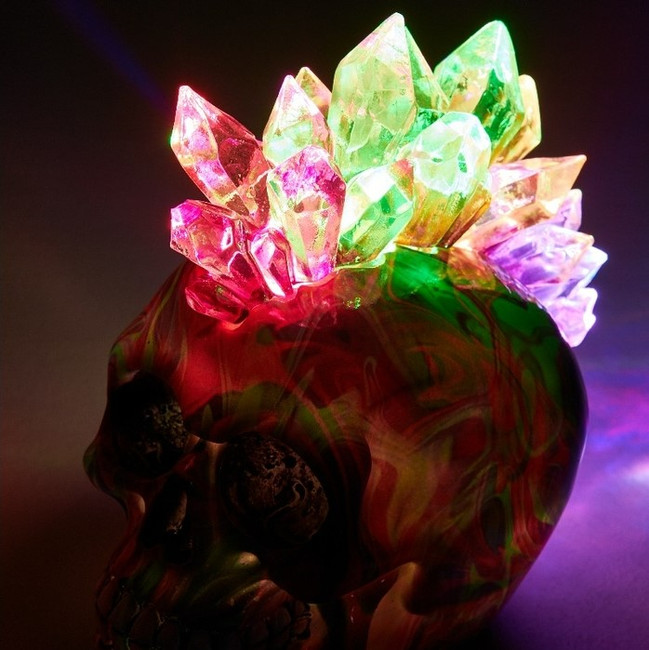 Bright Multi Color Resin Skull with Crystals