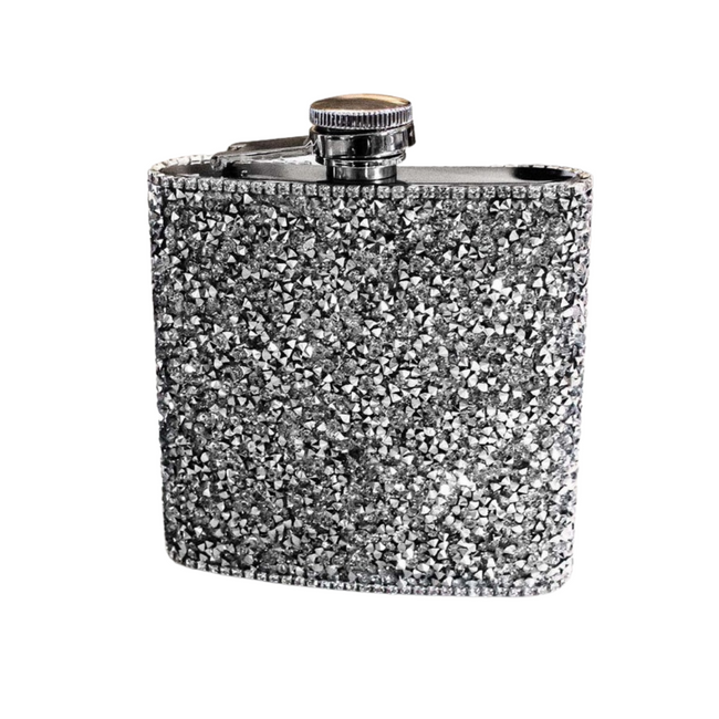 Crystal Encrusted Silver Flask