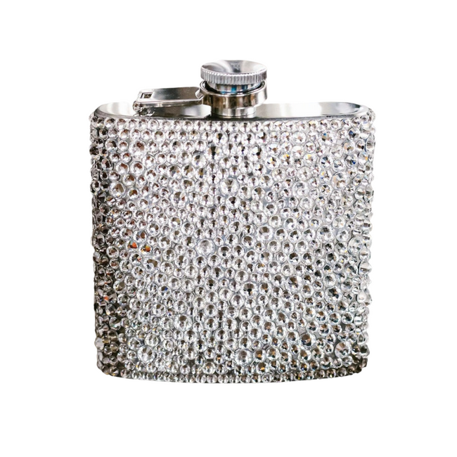 Crystal Encrusted Silver Flask