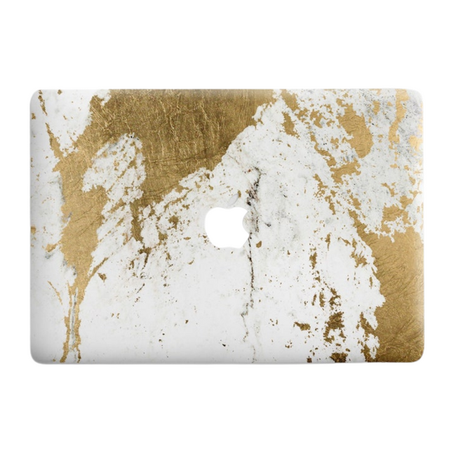 White & Gold Splash Print Acrylic MacBook Case with Clear Back