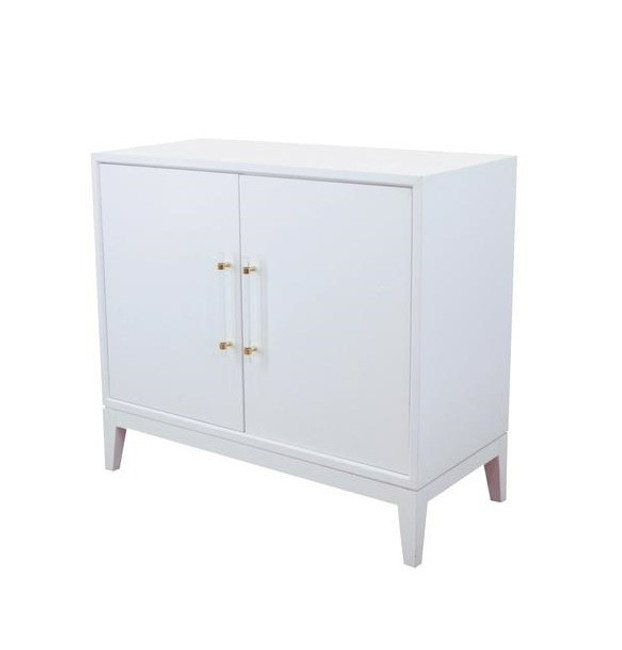 Modern White Lacquer 2 Door Nightstand Cabinet