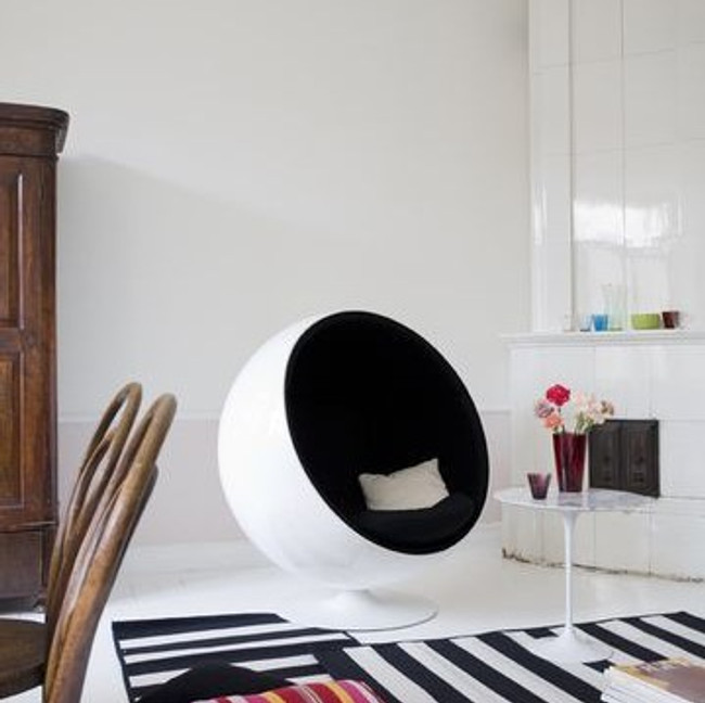 Kids White Ball Chair with Color Upholstery