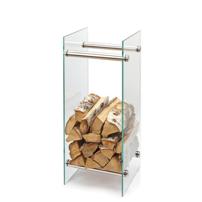 Modern Lucite & Stainless Column Log Holder