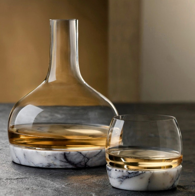 Modern Glass Decanter with Marble Base