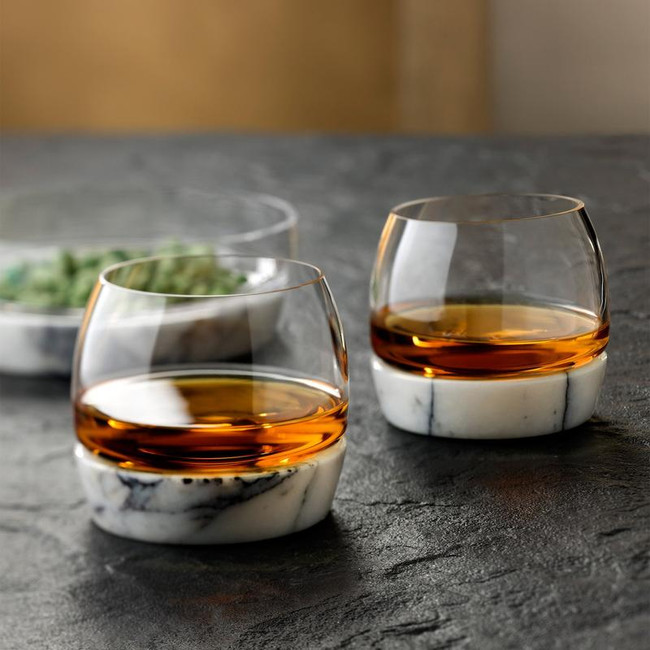 Modern Glass Decanter with Marble Base
