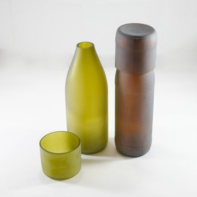 Recycled Frosted Glass Water Carafe & Cup Set