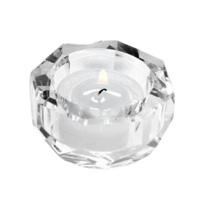 Facet Crystal Small Octagonal Tea Light Holders, Set of 4