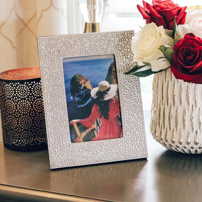 Clear Glass Pearl Tabletop Picture Frame