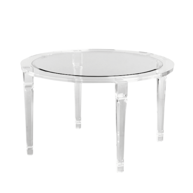 Lucite Classic Round Foyer Table with 4 Carved Legs