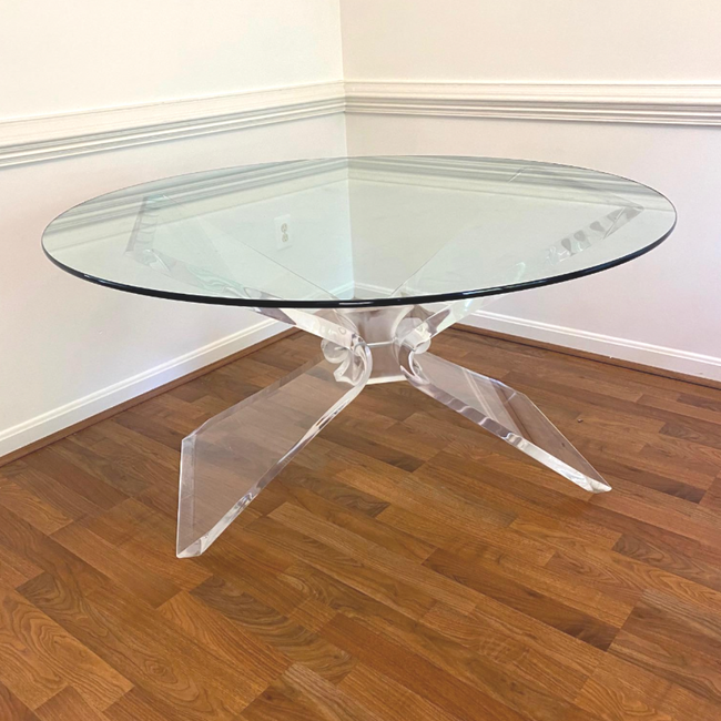 lucite clear acrylic retro butterfly base round table