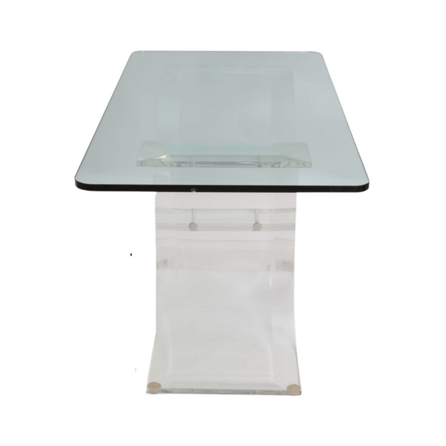 Lucite Butterfly Base Console Table with Bevel Glass Top