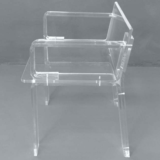 Clear Lucite Club Chair with Bent Arms