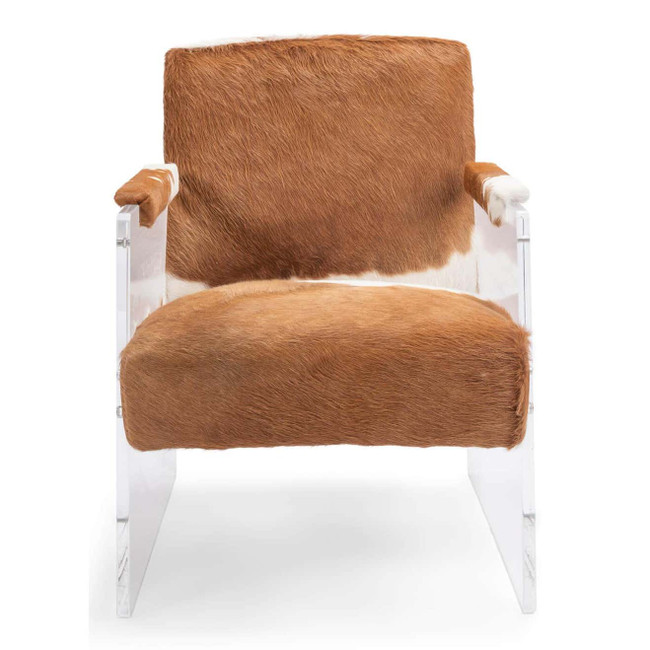 Genuine Cowhide Lucite Club Chair