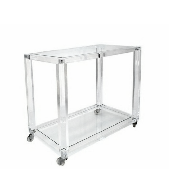 Clear Lucite Storage Rolling Office Cart