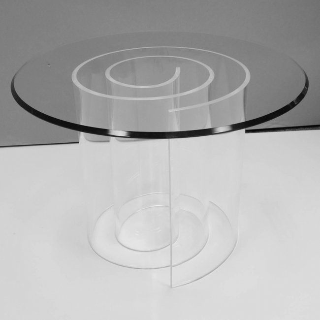 lucite clear acrylic mid century modern spiral Round 