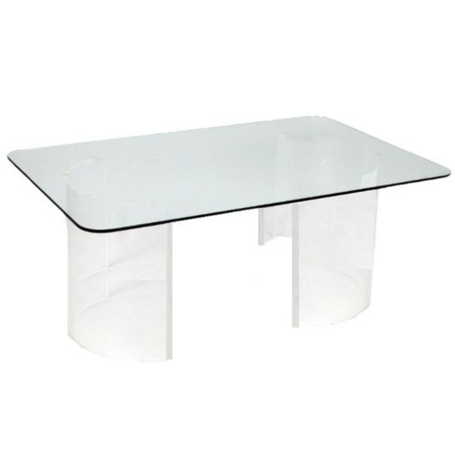 Clear Lucite Thick Half Circle Table Bases