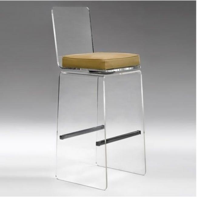 Lucite Waterfall Leg Barstool with Flair Back