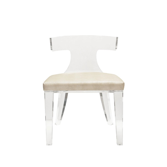 Lucite Klismos Dining Chair with Velvet Seat