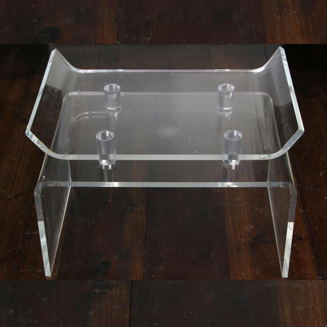 Lucite Waterfall Ming Style Stool with Raised Seat