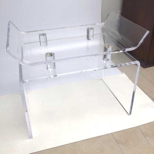 Lucite Waterfall Ming Style Stool with Raised Seat