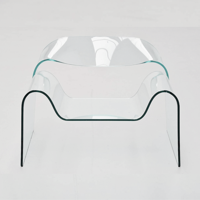 Clear Lucite Modern Cut Out Armchair with Green Edge