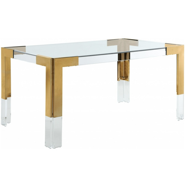 Retro Modern Brass and Lucite Desk with Glass Top
