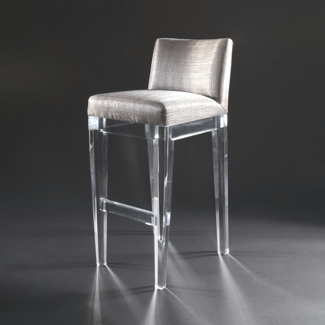 Lucite Barstool with Metallic Upholstery,  Options