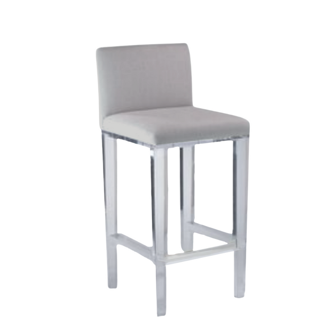 Lucite Square Back Barstool with Ultrasuede Upholstery