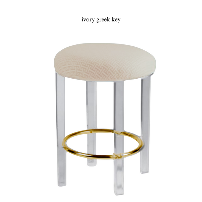 Round Barstool with Gold Footrest