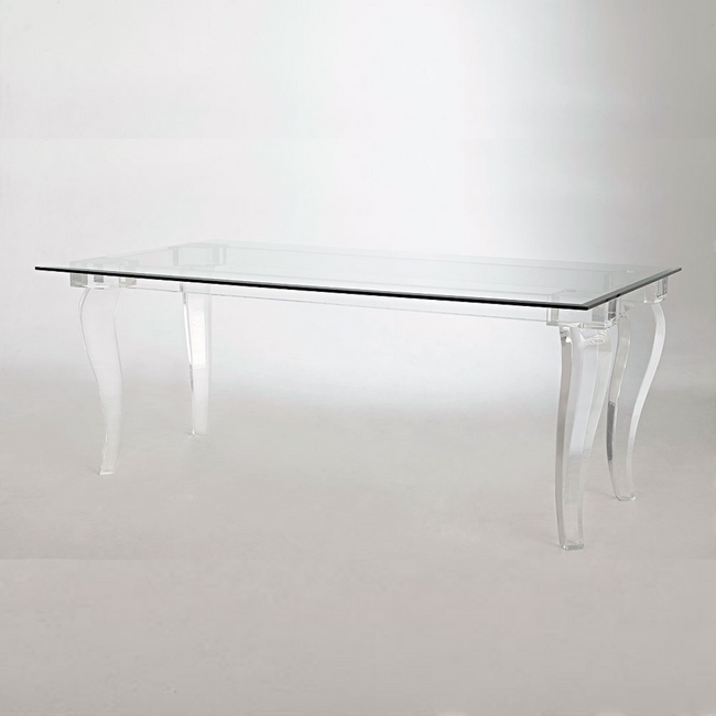Curved Leg Rectangular Lucite Dining Table