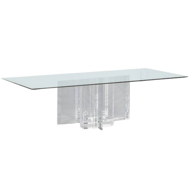 Geometric Base Lucite Dining Table