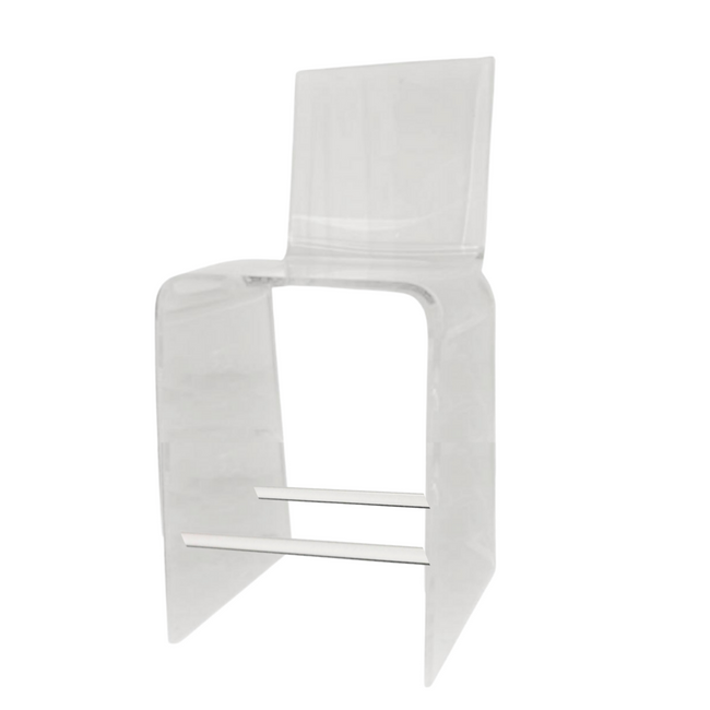 Lucite Waterfall Barstool with Clear Footrest