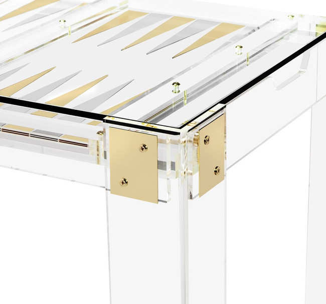 interlude home pierce clear acrylic game table backgammon table modern square table
