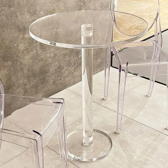 Clear Lucite Round Cafe/Bar Hi Top Table