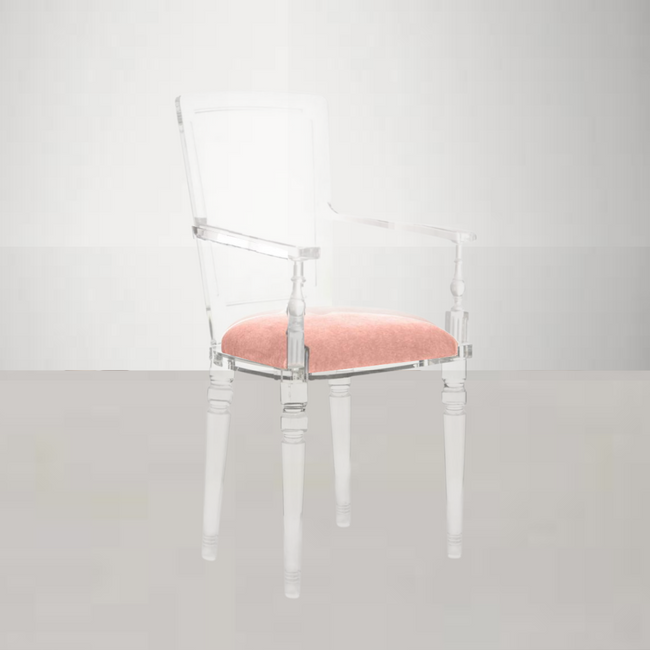Formal Lucite Dining Armchair with Velvet Seat