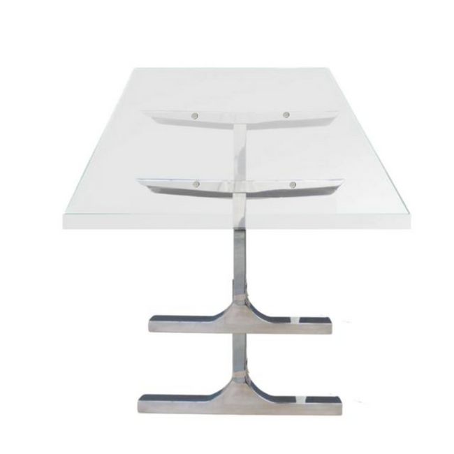 Clear Acrylic Writing Desk with Modern Metal T Legs