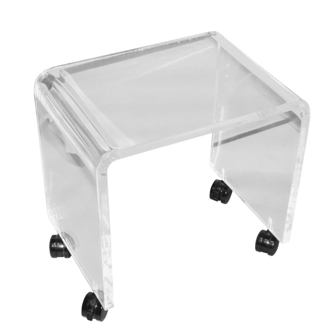 clear acrylic lucite Waterfall Stool with Wheels