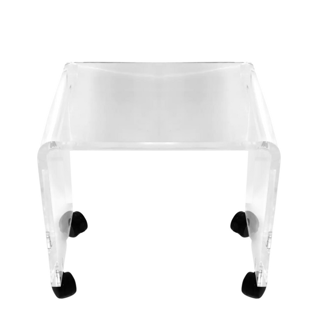 clear acrylic lucite Waterfall Stool with Wheels