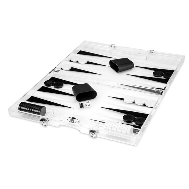 Lucite Backgammon Table with Thick Angled Legs