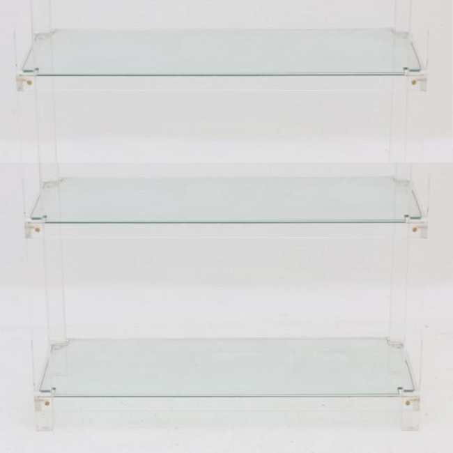 Large Lucite Bookcase with Glass Shelves, Size Options