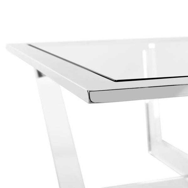 safavieh Hermina polished nickel and acrylic coffee table square with clear lucite acrylic legs base