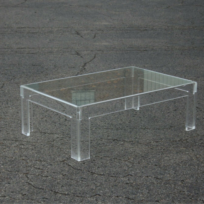 Clear Lucite Parsons Coffee Table