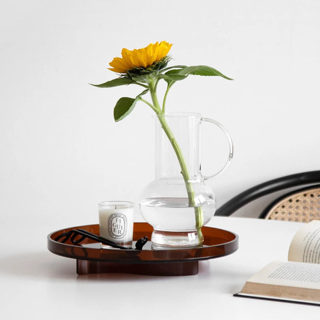 Brown Lucite Round Serving Tray