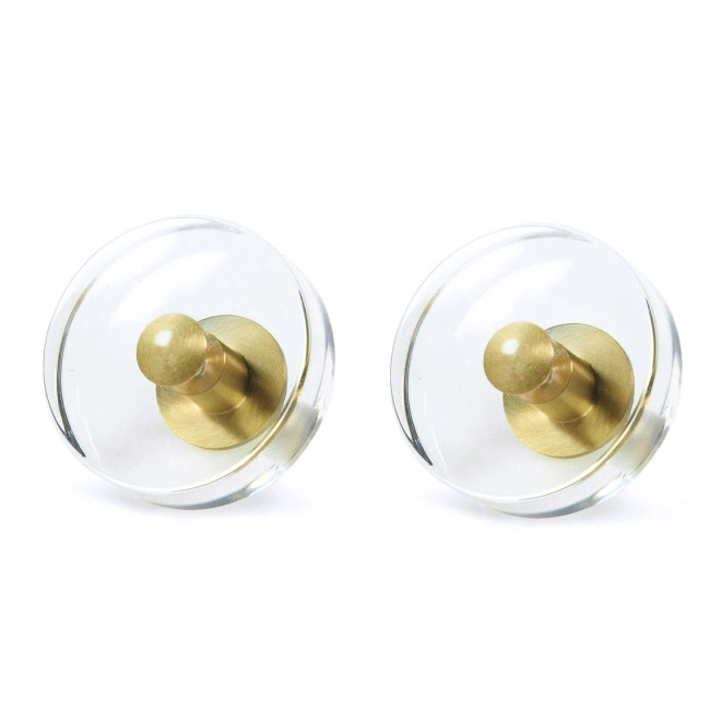 Set of 2 Acrylic and Gold Cabinet Knobs