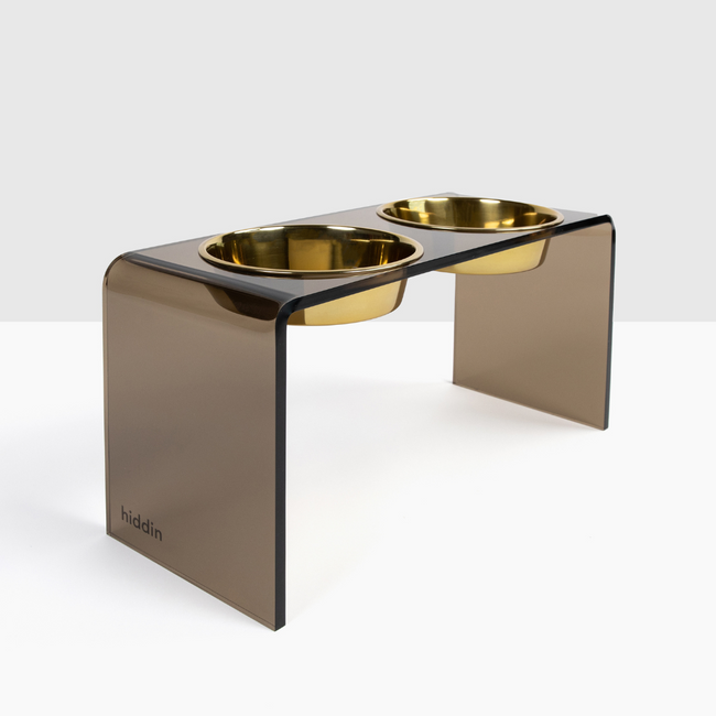 Tall Bronze Double Bowl Pet Feeder