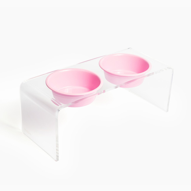 Elevated Double Pet Bowl Feeder with Gold Bowls