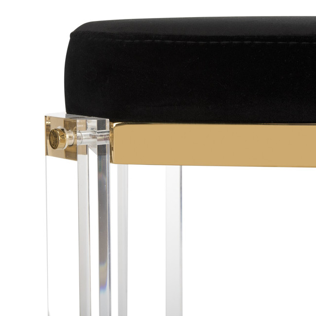 clear acrylic glam lucite and gold backless bar stool with black seat