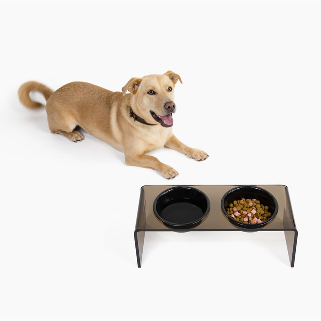 Small Bronze Double Bowl Pet Feeder | Options